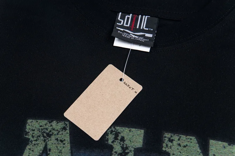 100💰S10#美Chao SAINT white ink direct-injection pure cotton 260g loose short-sleeved T-shirt 15 black, white S-XL